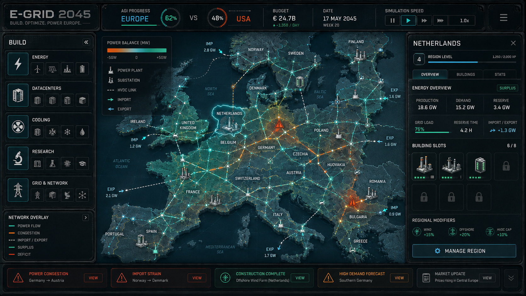 Capture conceptuelle de la carte énergétique E-Grid 2045